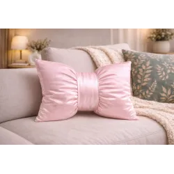 Coussin décoratif nœud rose 40x60 cm
