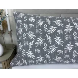 Housse de coussin relaxation Crêpe Feuilles Grises 50x150 cm