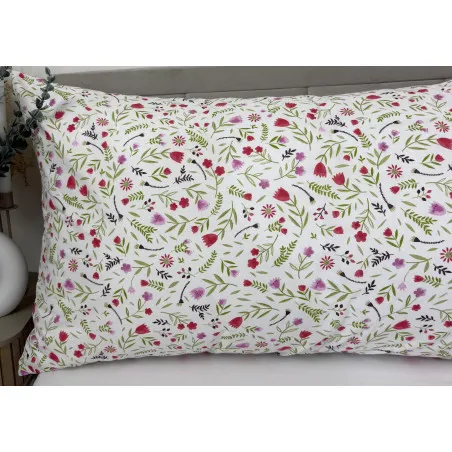 Taie d'oreiller en coton avec fleurs violettes 50x150 cm, idéale pour dormir sur le côté