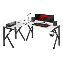 Bureau Gaming Hero 6.3 Blanc Angle 154 cm