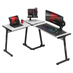 Bureau gaming d'angle Hero 6.0 blanc 147 cm