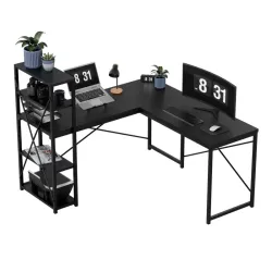 Leader 5.9 Bureau d'Angle avec Étagères 145 cm Noir