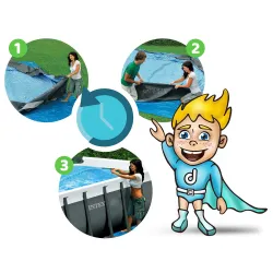 Piscine d'été parfaite, 488 x 244 x 122 cm, pour le jardin, 17en1 Bestway 56670