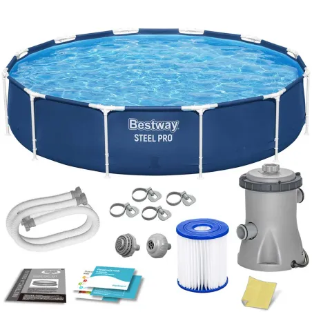 Piscine de jardin cadre 366 x 76 cm ensemble 7 en 1 pour les journées ensoleillées