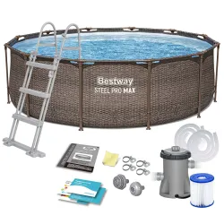 Bestway 56709 Piscine Tubulaire de Jardin 366 x 100 cm Set 10-en-1