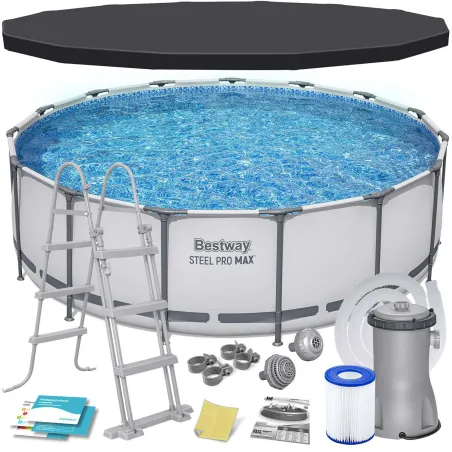 Piscine de jardin tubulaire 457 x 122 cm 11in1, idéale pour les loisirs
