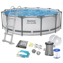 Piscine tubulaire 366 x 100 cm, ensemble 10en1 pour le jardin