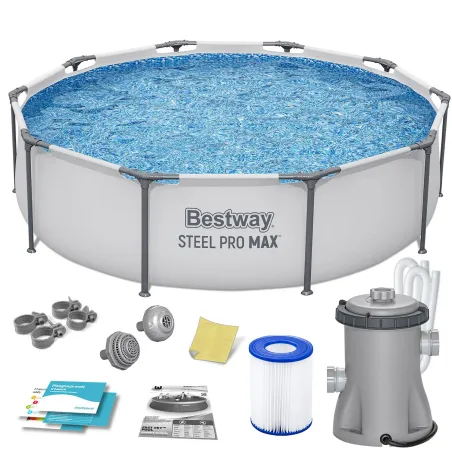 Piscine à cadre 305 x 76 cm, ensemble 9-en-1 pour le jardin