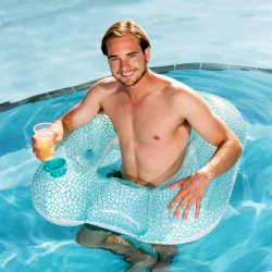 Bestway 43097 Fauteuil Gonflable Bleu pour Piscine, parfait pour la plage ou le jardin