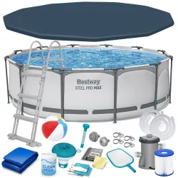 Piscine de Jardin 366 x 100 cm avec structure, idéale pour les journées ensoleillées
