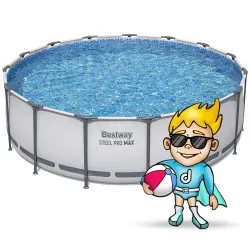 Piscine ronde avec structure, spacieuse et confortable pour les activités d'été