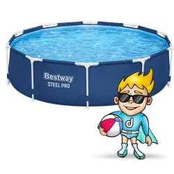 Piscine bleue 305 x 76 cm, idéale pour les activités d'été en plein air