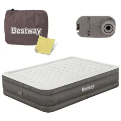 Bestway 69050 Matelas Gonflable 203 x 152 x 46 cm avec Pompe Électrique Intégrée