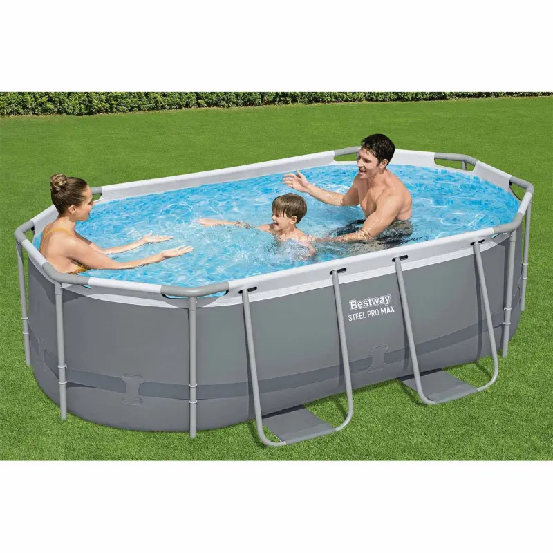 Piscine de jardin avec structure en acier 305 x 200 x 84 cm, idéale pour les familles