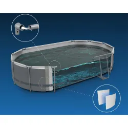 Piscine Tubulaire 549 x 274 x 122 cm 12in1, matériau durable pour le jardin