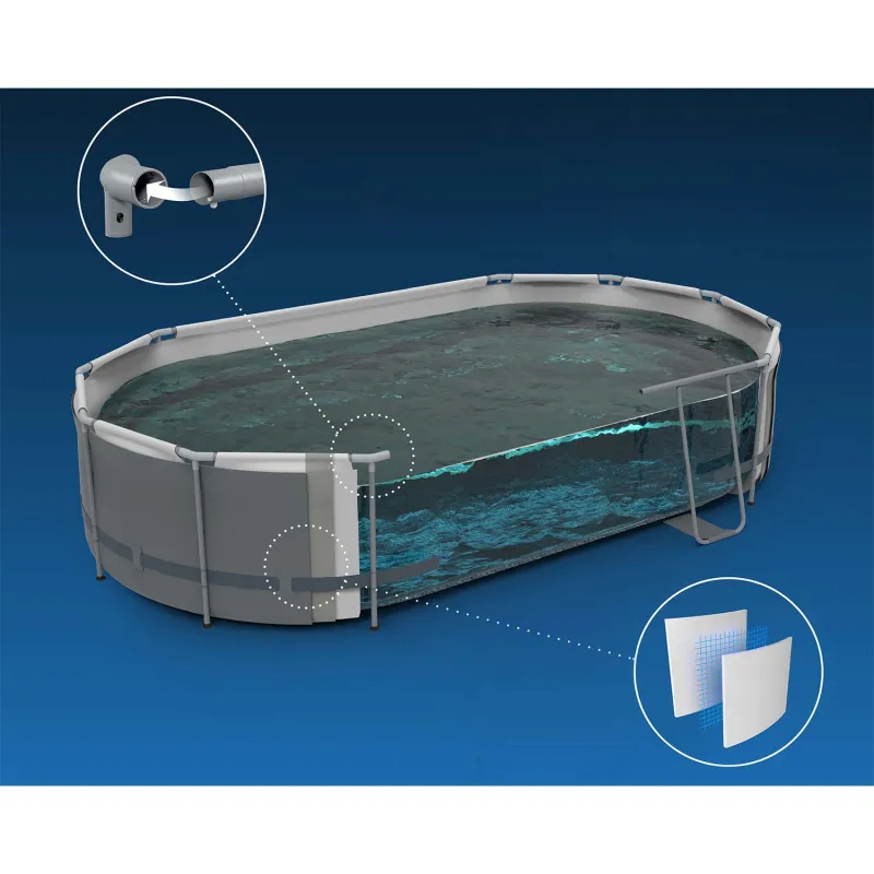 Piscine Tubulaire 549 x 274 x 122 cm 12in1, matériau durable pour le jardin