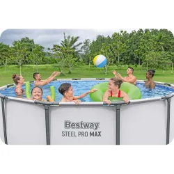 Piscine de jardin 396 x 122 cm bleue, idéale pour s'amuser en été dans le jardin