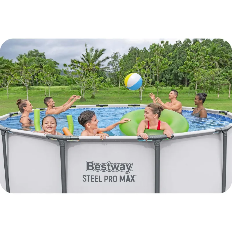 Piscine de jardin 396 x 122 cm bleue, idéale pour s'amuser en été dans le jardin