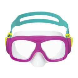 Masque de natation confortable rose-turquoise, parfait pour les vacances