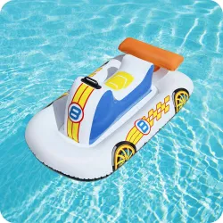 Ponton gonflable coloré en forme de voiture de course, sûr pour les enfants pendant les jeux aquatiques