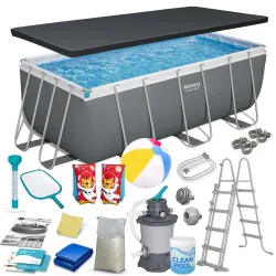 Piscine de jardin à structure métallique 412x201x122cm 17en1 Bestway 56457N