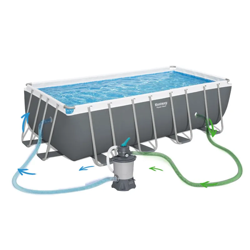 Piscine tubulaire 488x244x122 cm 18in1, facile à monter et démonter