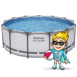Piscine avec structure 396 x 122 cm, idéale pour se détendre dans le jardin