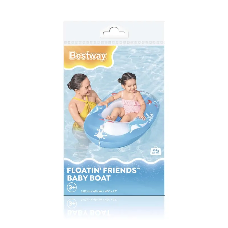 Matelas plage gonflable dauphin 102 x 69 cm, matériau confortable pour nager Bestway 34037