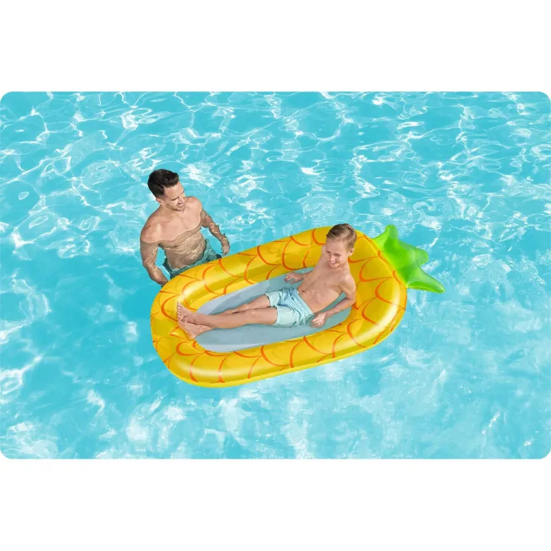 Matelas gonflable ananas coloré, parfait pour la piscine