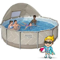 Piscine de Jardin Tubulaire 396 x 107 cm 11en1, idéale pour s'amuser en été dans le jardin