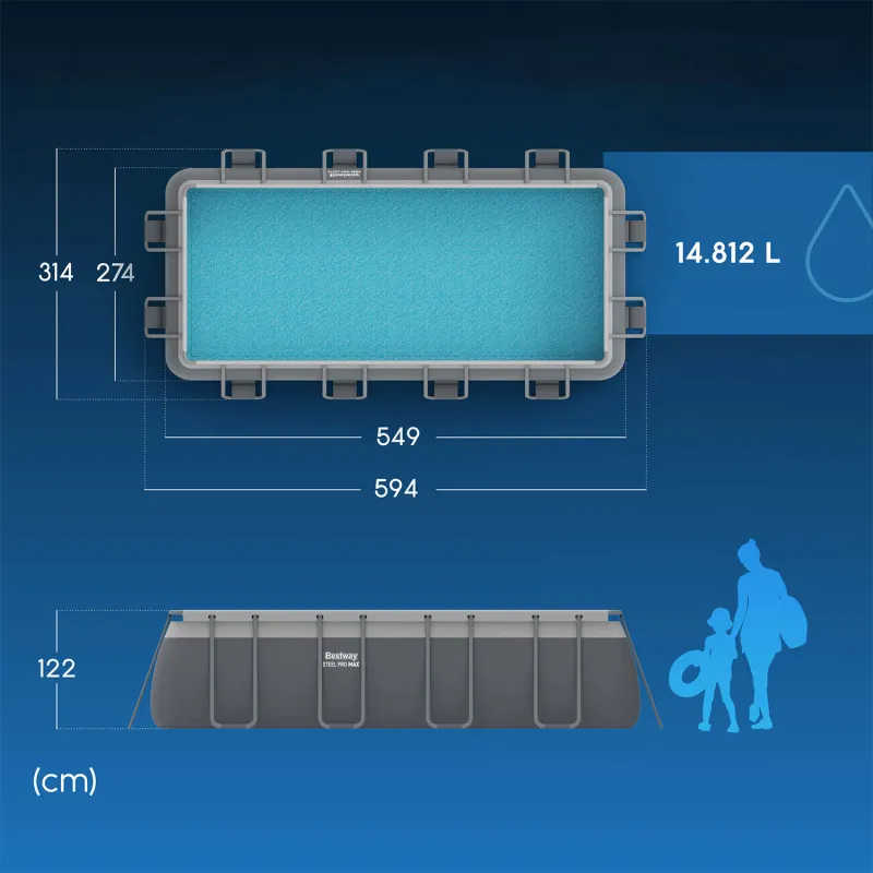 Piscine de jardin parfaite 549 x 274 x 122 cm pour l'été