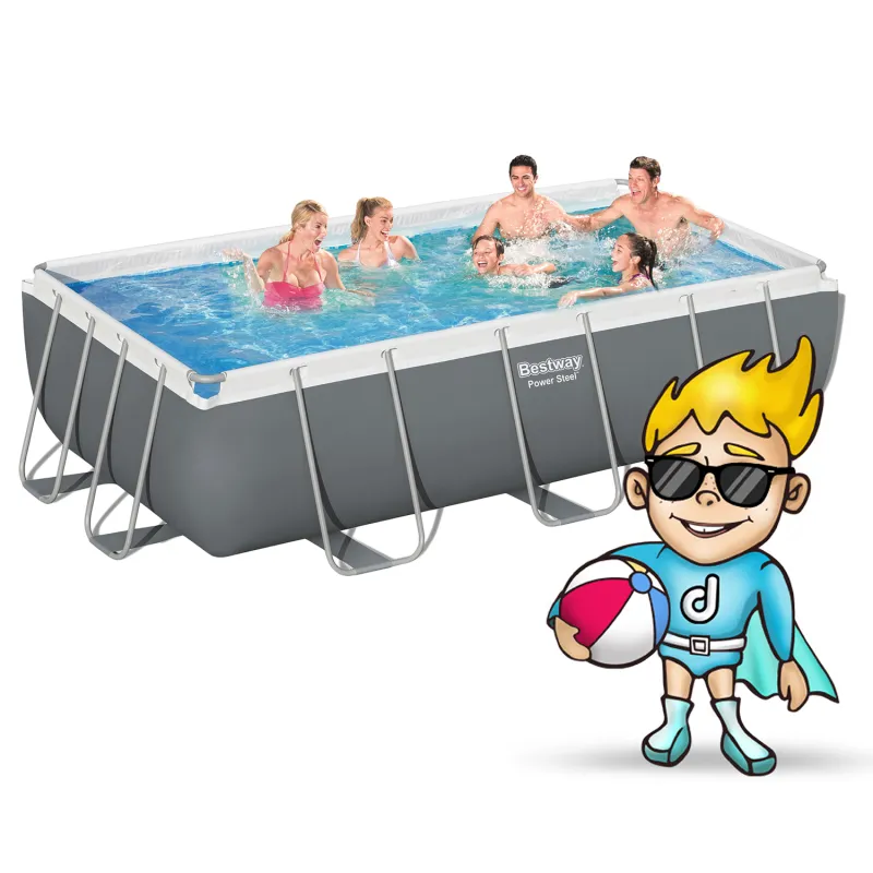 Piscine de jardin cadre 404 x 201 x 100 cm 18in1, bleu élégant pour l'extérieur