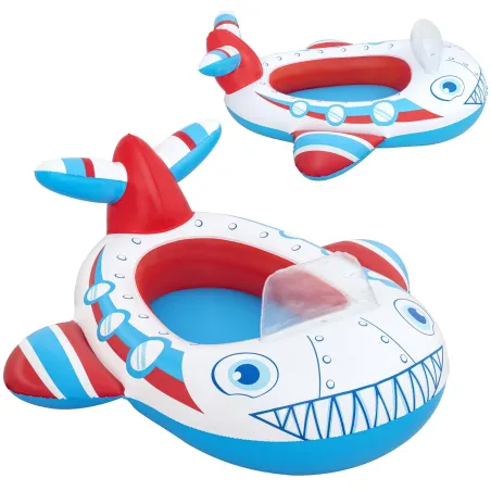 Matelas de plage en forme d'avion 109 x 97 cm, jouet aquatique idéal pour l'été