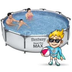 Bestway 56408 piscine de jardin 305 x 76 cm 17-en-1, design élégant pour se détendre à l'extérieur