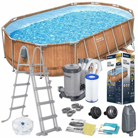 Piscine hors-sol avec structure en acier 610 x 366 x 122 cm, idéale pour le jardin, 13in1 Bestway 56719N