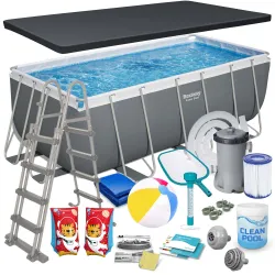 Piscine de jardin cadre acier 412x201x122 cm 17 en 1 Bestway 56456N