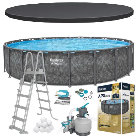 Piscine tubulaire 671 x 132 cm, 11-en-1, parfaite pour le jardin