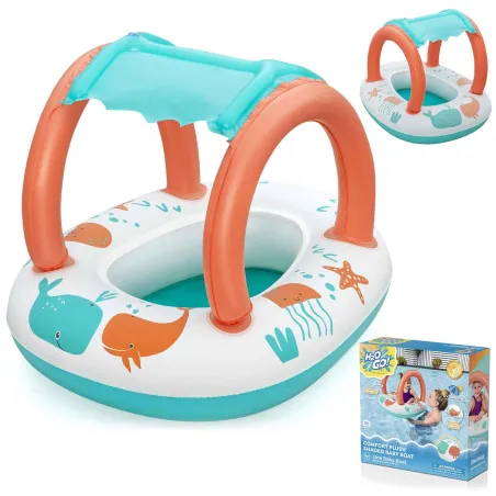 Ponton gonflable pour enfants avec auvent, idéal pour les jeux aquatiques
