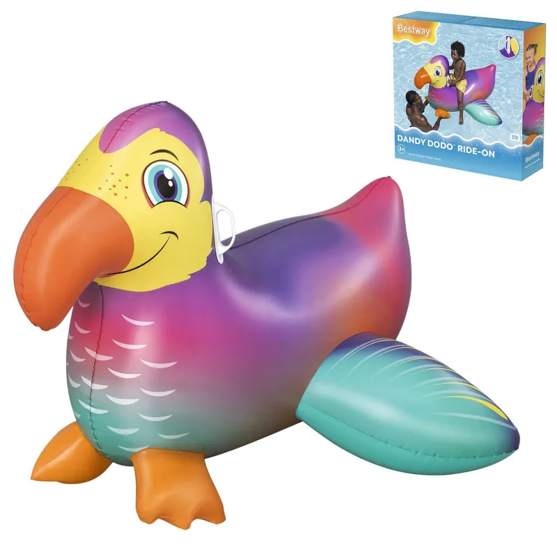 Matelas gonflable de nage toucan 141cm pour enfants, coloré, jouet aquatique amusant