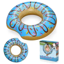 Anneau gonflable bleu de 107cm, parfait pour s'amuser dans l'eau