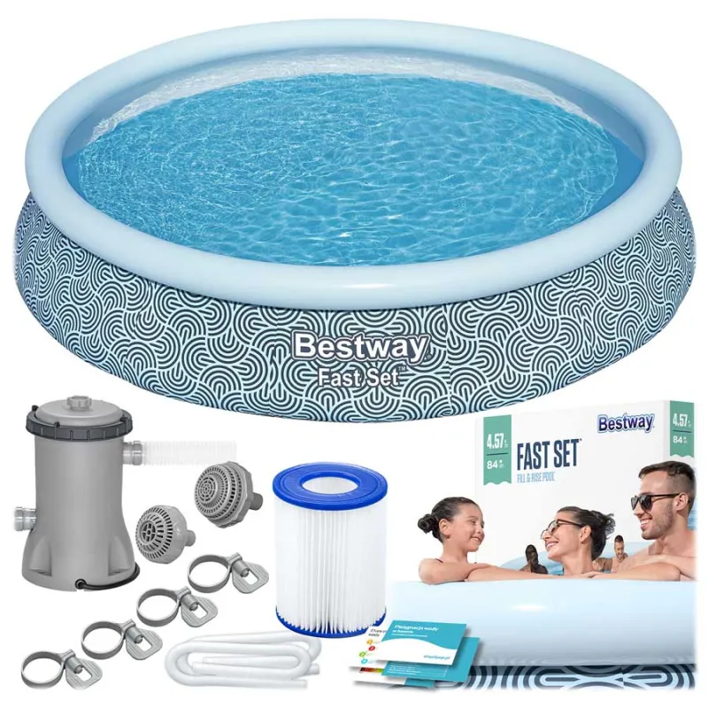 Piscine de jardin 457 x 84 cm, matériau PVC durable, piscine autoportante
