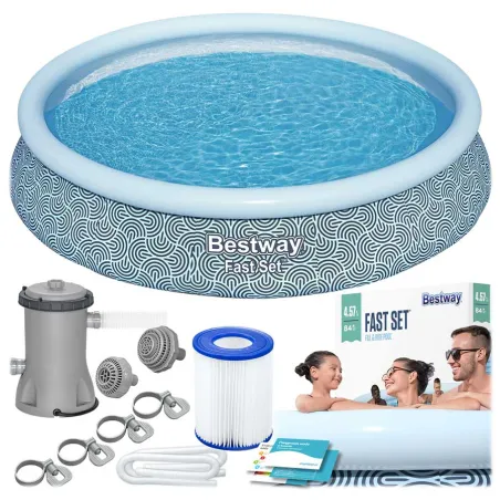 Piscine de jardin 457 x 84 cm, matériau PVC durable, piscine autoportante
