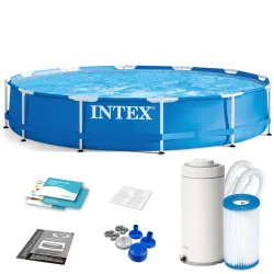 Piscine de jardin cadre métallique 366 x 76 cm 9en1 INTEX 28212