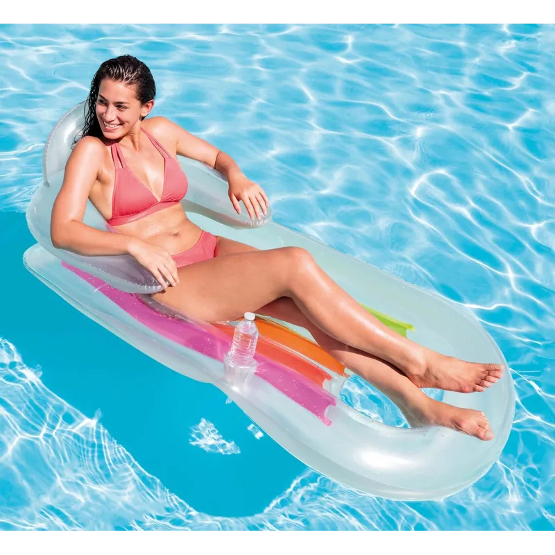 Matelas 2 en 1, parfait pour le jardin et la piscine, couleur bleue