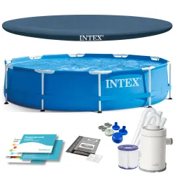 INTEX 28202 Piscine de Jardin 305 x 76 cm Ensemble 4 en 1