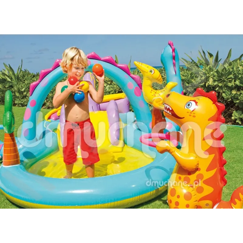 Centre de jeu gonflable dinosaures, idéal pour le plaisir en extérieur