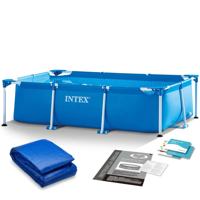 Piscine en acier 220 x 150 x 60 cm, ensemble 2-en-1 pour le jardin