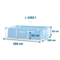 Piscine de jardin en PVC durable 260 x 160 x 65 cm pour la famille