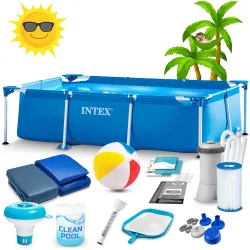 Piscine de Jardin bleue 300 x 200 x 75 cm pour s'amuser en famille