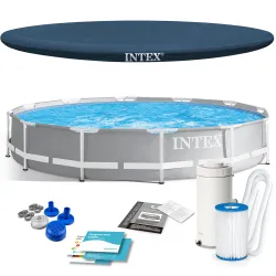 Piscine de jardin tubulaire 366 x 76 cm set 4 en 1 INTEX 26712